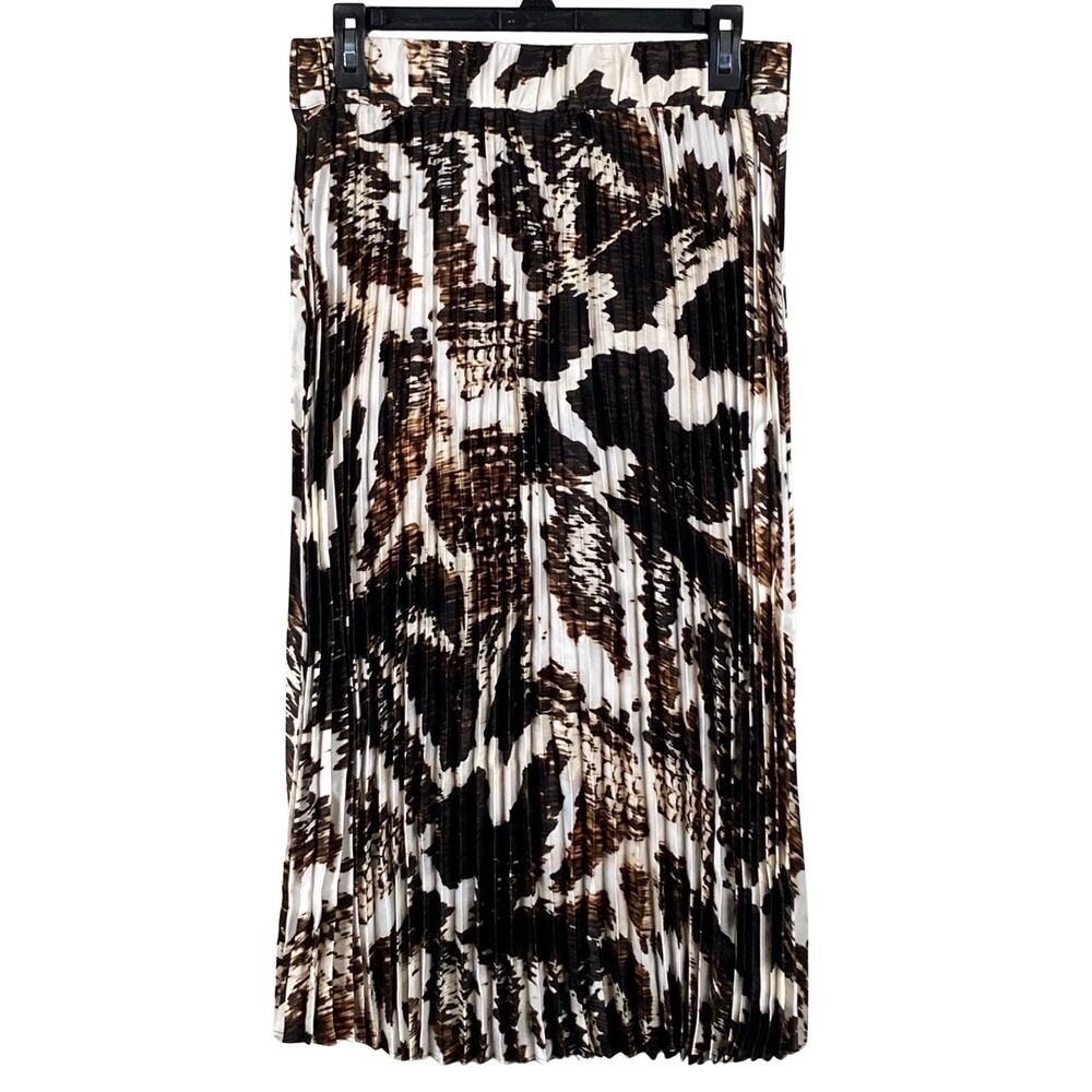 NWT Worthington Skirt Womens Medium Petite Snake Print Pleated Midi Stretch